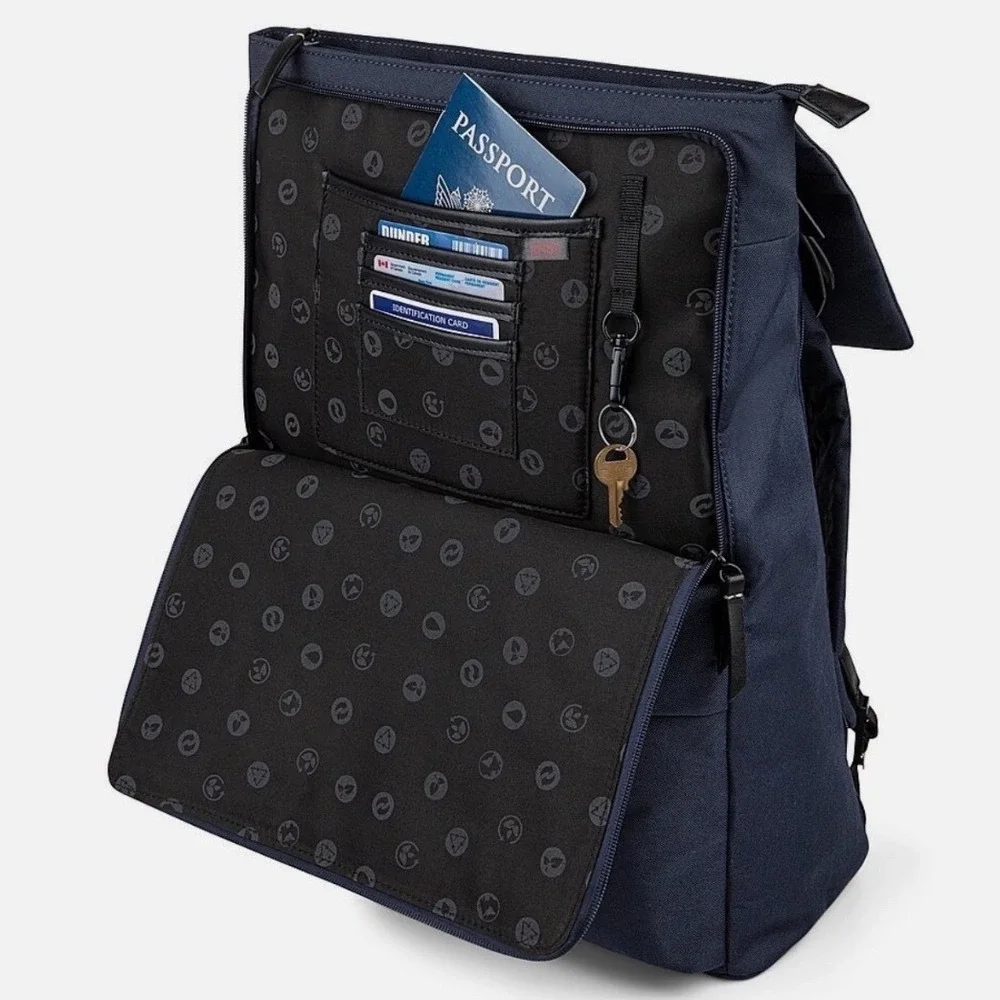 REBORN‎ Sustainable Navy Blue Backpack Recycled Travel Laptop Bag Organizer